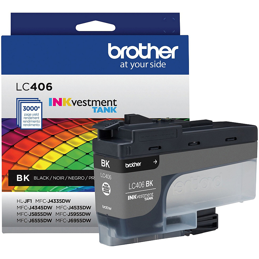 Brother INKvestment LC406BK Original Standard Yield Inkjet Ink Cartridge - Single Pack - Black - 1 Each (BRTLC406BKS)