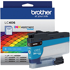 Brother INKvestment LC406C Original Standard Yield Inkjet Ink Cartridge - Single Pack - Cyan - 1 Each (BRTLC406CS)