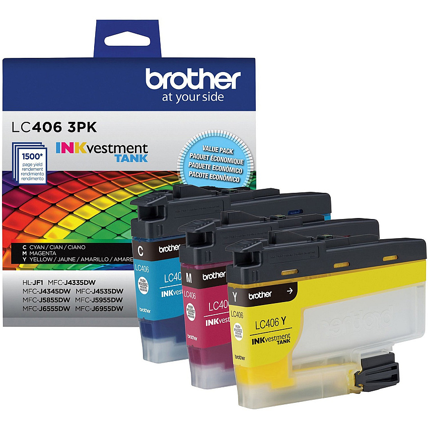 Brother INKvestment LC4063PK Original Standard Yield Inkjet Ink Cartridge - Cyan, Magenta, Yellow - 3 Pack (LC4063PKS)