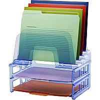 Officemate Blue Glacier Large Incline Sorter w/ 2 Letter Trays (OIC23211)