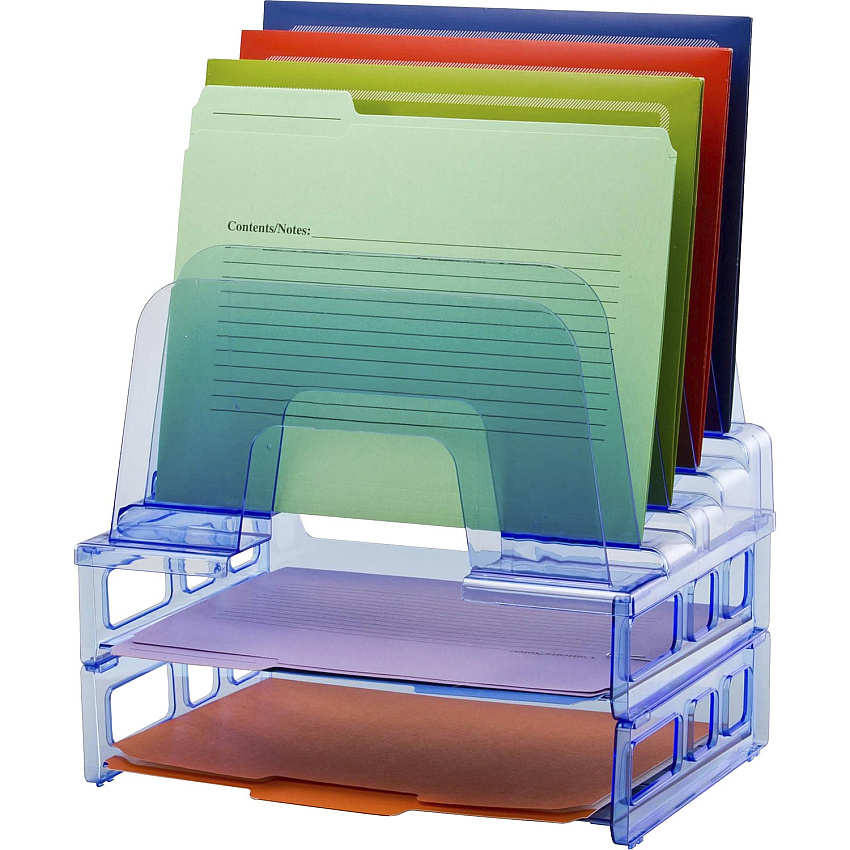 Officemate Blue Glacier Large Incline Sorter w/ 2 Letter Trays (OIC23211)