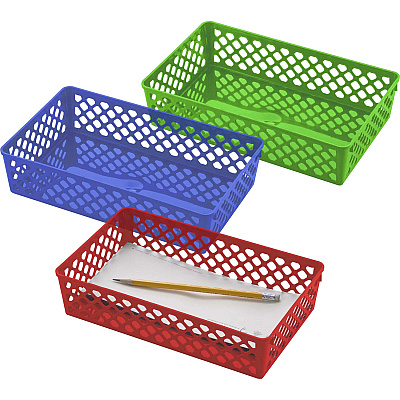 Officemate Achieva Large Supply Basket, Assorted Colors, 3/PK (OIC26208)