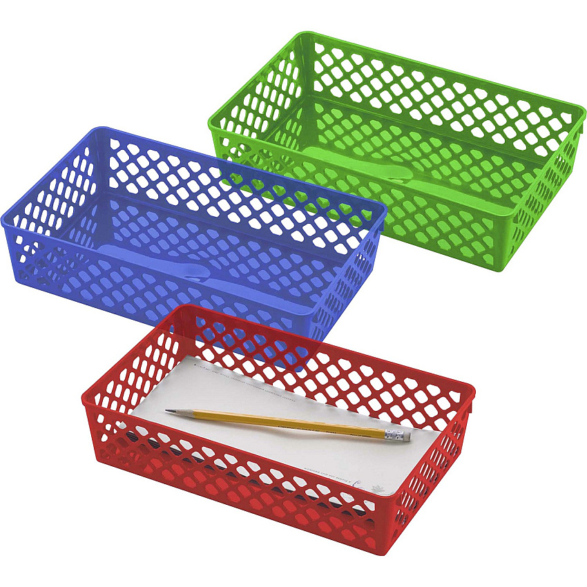 Officemate Achieva Large Supply Basket, Assorted Colors, 3/PK (OIC26208)