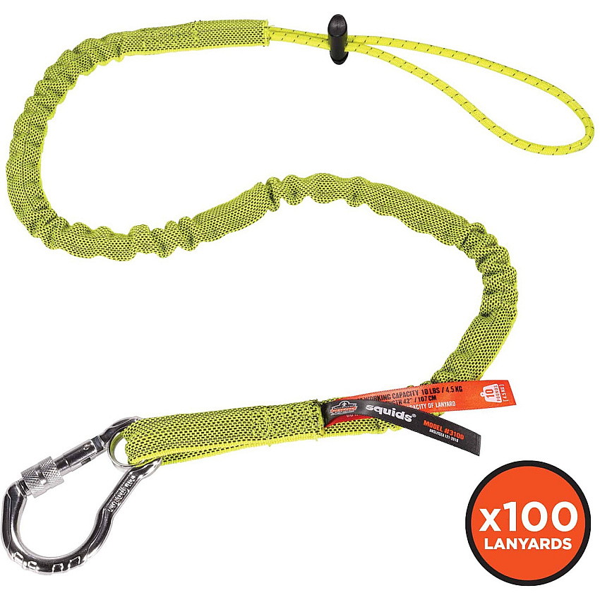 ergodyne 3100-100pk Single Carabiner Tool Lanyard - 10lbs (19205)