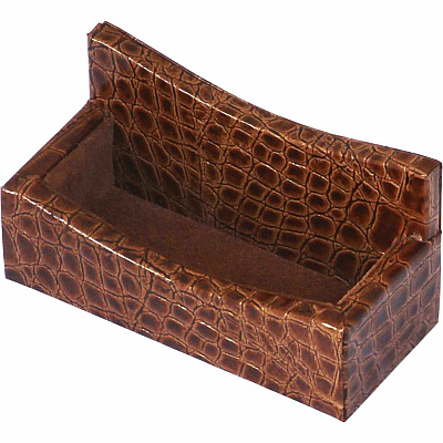 Protacini Cognac Brown Italian Patent Leather Business Card Holder (A6107)