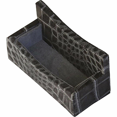 Protacini Castlerock Gray Italian Patent Leather Business Card Holder (A6207)