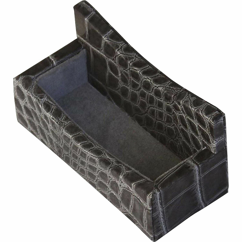 Protacini Castlerock Gray Italian Patent Leather Business Card Holder (A6207)