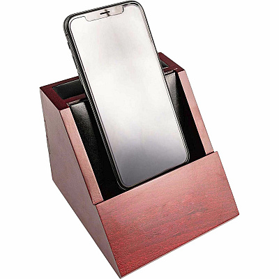 Dacasso Rosewood and Leather Desktop Cell Phone Holder (A8050)