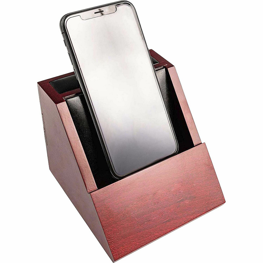 Dacasso Rosewood and Leather Desktop Cell Phone Holder (A8050)