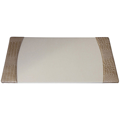 Protacini Breeze Beige Italian Patent Leather 34" x 20" Side-Rail Desk Pad (P6301)