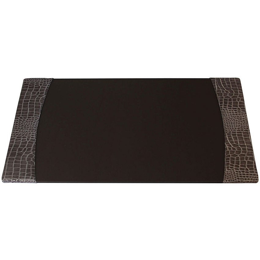 Protacini Castlerock Gray Italian Patent Leather 34" x 20" Side-Rail Desk Pad (P6201)