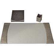 Protacini Breeze Beige Italian Patent Leather 3-Piece Desk Set (D6337)