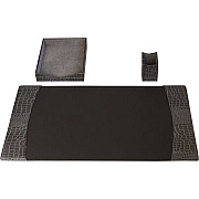 Protacini Castlerock Gray Italian Patent Leather 3-Piece Desk Set (D6237)