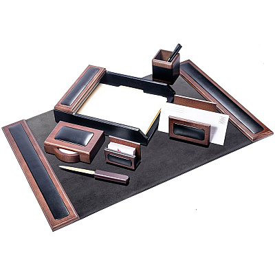 Dacasso Walnut & Leather Desk Set (D8407)