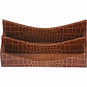 Protacini Cognac Brown Italian Patent Leather Letter Holder (A6108)
