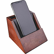Dacasso Walnut & Leather Desktop Cell Phone Holder (A8450)