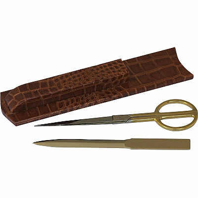 Protacini Cognac Brown Italian Patent Leather Library Set (A6127)
