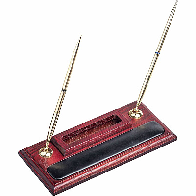 Dacasso Rosewood & Leather Pen Stand/Cell Phone Holder (A8012)