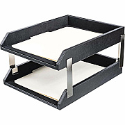 Dacasso Classic Leather Double Letter Trays (A1022)
