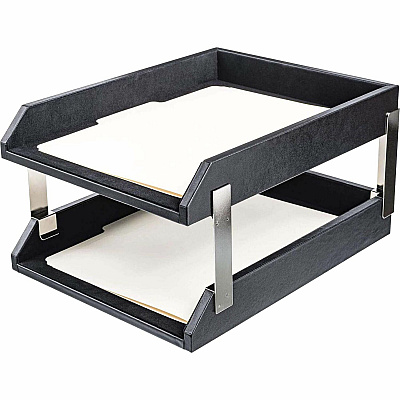 Dacasso Classic Leather Double Letter Trays (A1022)