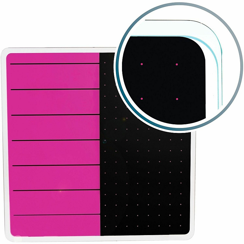 Floortex Viztex Glacier Violet & Black Plan & Grid Glass Dry-Erase Board - 14" x 14" (FCVGM1414VP)