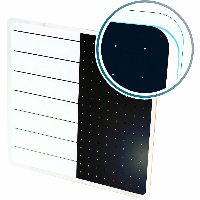 Floortex Viztex Glacier White & Black Plan & Grid Glass Dry-Erase Board - 14" x 14" (FCVGM1414WP)