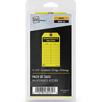 Avery Preprinted MAINTENANCE RECORD Hang Tags (AVE62431)