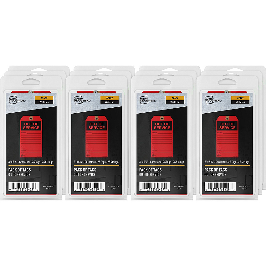 Avery Preprinted OUT OF SERVICE Red Service Tags (AVE62429)