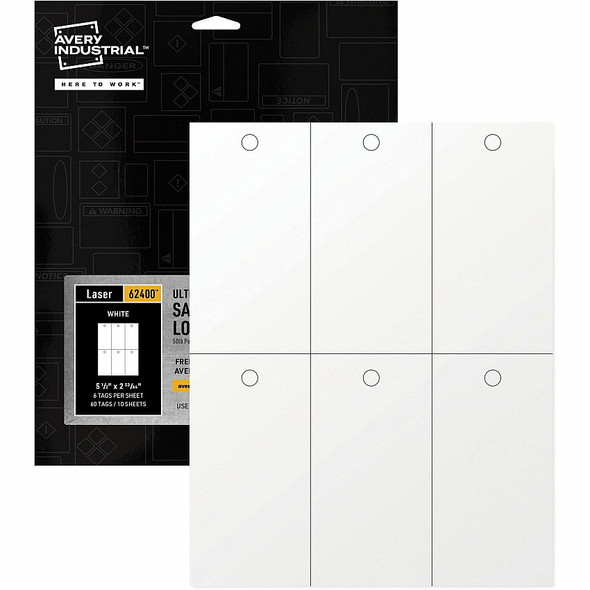 Avery UltraDuty Plastic Tags, 5.5" x 2.83" , White(AVE62400)