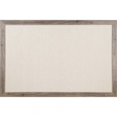 U Brands Linen Bulletin Board, 35" X 23" , Rustic Wood Frame (4891U0001)