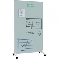 U Brands Double Sided Magnetic Glass Dry-Erase Mobile Floor Easel, 72" X 42" (4777U0001)