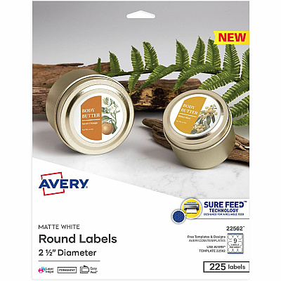 Avery Matte White Sure Feed Labels (AVE22562)