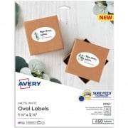 Avery Easy Peel Oval Labels, 22564, 2-1/2&quot;W x 1-1/2&quot;D, White, Pack Of 450