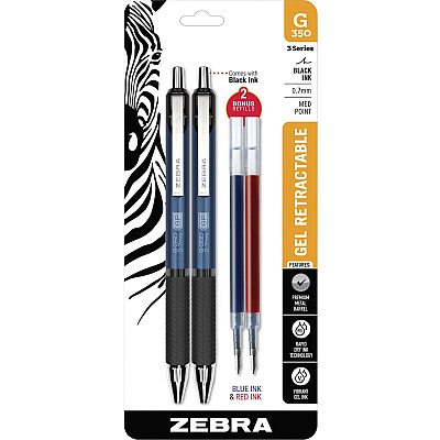 Zebra STEEL 3 Series G-350 Retractable Gel Pen (ZEB40212)