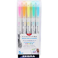 Zebra Pen Mildliner Brush Double-ended Creative Marker Fluorescent Pack (ZEB79105)