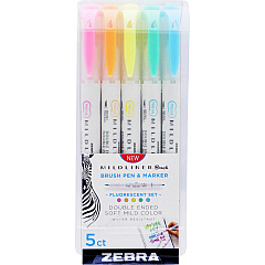 Zebra Pen Mildliner Brush Double-ended Creative Marker Fluorescent Pack (ZEB79105)