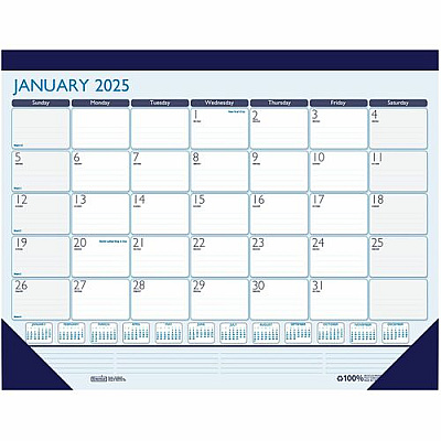 House of Doolittle Recycled Contempo Desk Pad Calendar, 18.5 x 13, White/Blue Sheets, Blue Binding, Blue Corners, 12-Month (Jan to Dec): 2026 (1516)