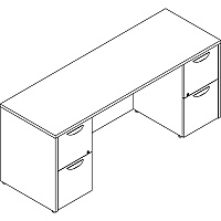 Lorell Prominence 2.0 Double-Pedestal Credenza (LLRPC2472GE)