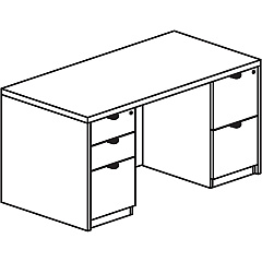 Lorell Prominence 2.0 Double-Pedestal Desk (LLRPD3060DPGE)