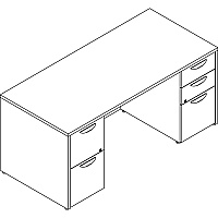 Lorell Prominence 2.0 Double-Pedestal Desk (LLRPD3066DPGE)