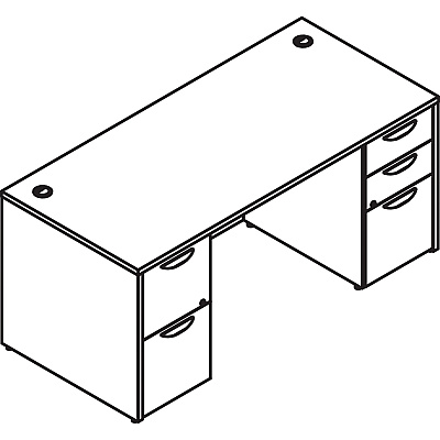 Lorell Prominence 2.0 Double-Pedestal Desk (LLRPD3672DPGE)