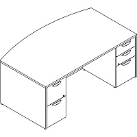 Lorell Prominence 2.0 Bowfront Double-Pedestal Desk (LLRPD4272DPGE)