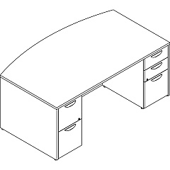 Lorell Prominence 2.0 Bowfront Double-Pedestal Desk (LLRPD4272DPGE)
