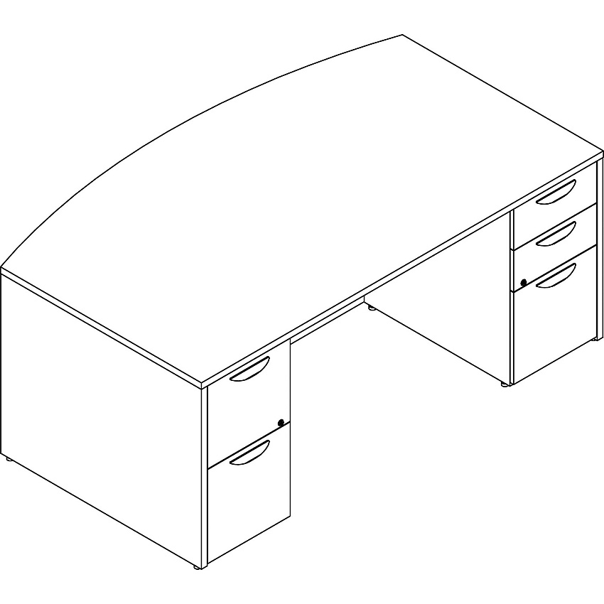 Lorell Prominence 2.0 Bowfront Double-Pedestal Desk (LLRPD4272DPGE)