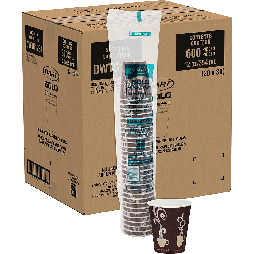 Solo ThermoGuard 12 oz Double Walled Paper Hot Cups (SCCDWTG12STCT)