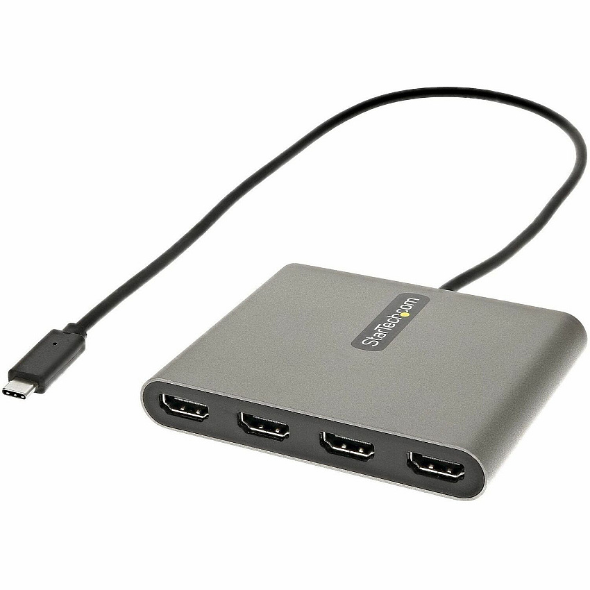 StarTech Usb C To 4 Hdmi Adapter - External Video & Graphics Card - Usb Type-c To Quad Hdmi Display Adapter Dongle - 1080p 60hz - Multi Monitor - Windows Only (USBC2HD4)