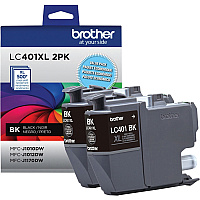 Brother LC401XL2PKS Original High Yield Inkjet Ink Cartridge - Black - 2 Pack