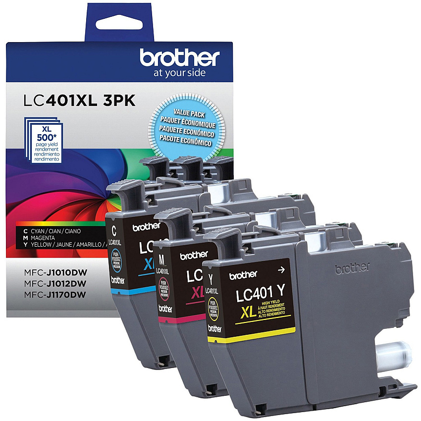 Brother LC401XL3PKS Original High Yield Inkjet Ink Cartridge - CMY - 3 Pack