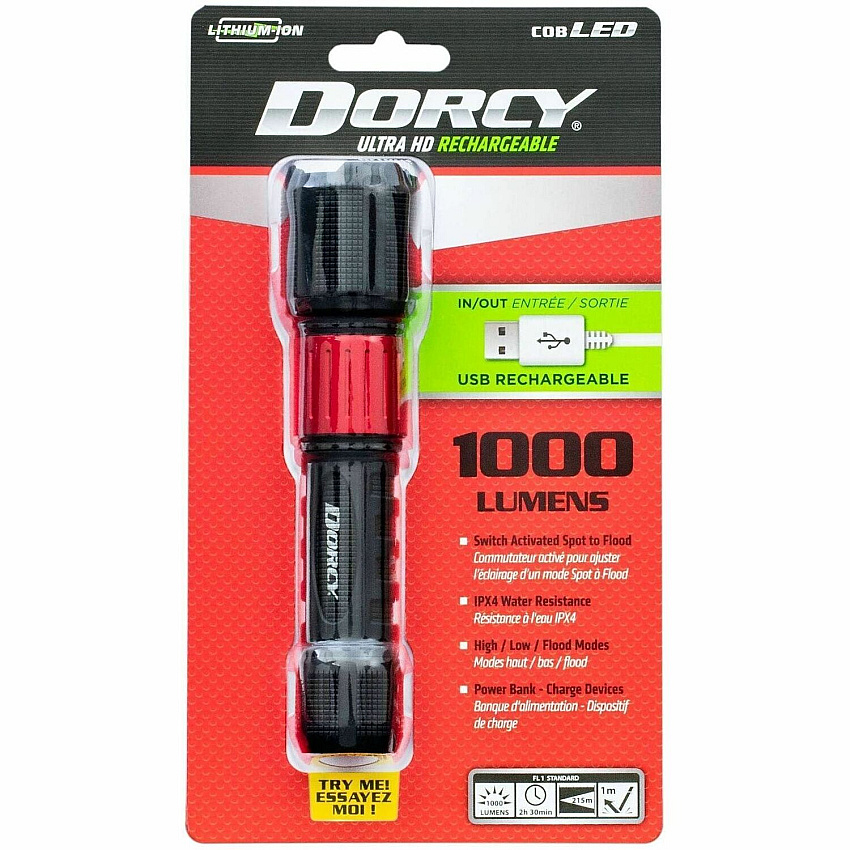 DORCY Ultra 1000 Lumen USB Rechargeable Flashlight With Powerbank (414358)