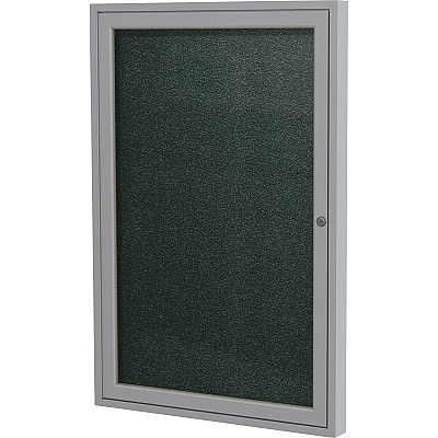 Ghent 1 Door Enclosed Vinyl Bulletin Board with Satin Frame (PA13624VX183)